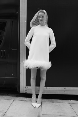 Andrea Feather Wedding Dress Ivory